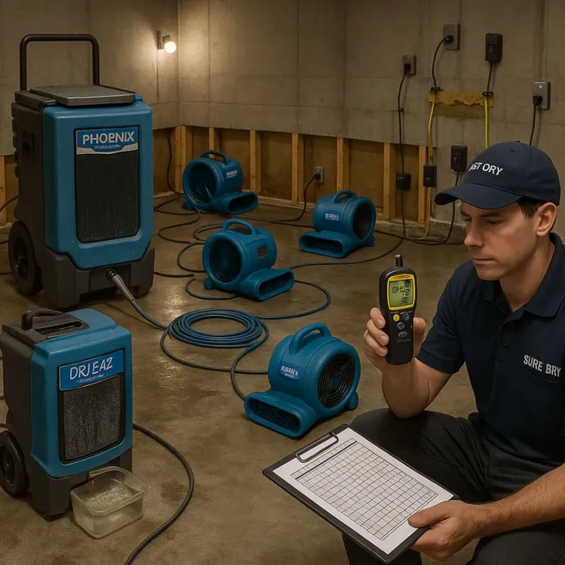 Structural Drying and Dehumidification process in Bridge City, TX